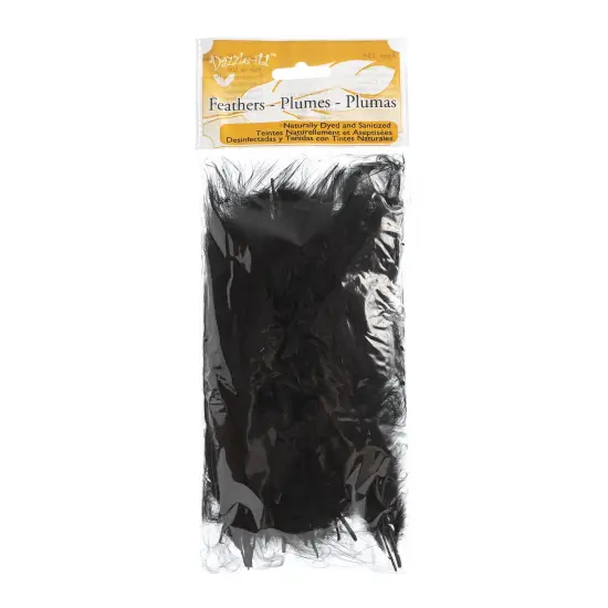 John Bead 4-6in Marabou Feathers (3 Headers, 18g) Black {4}