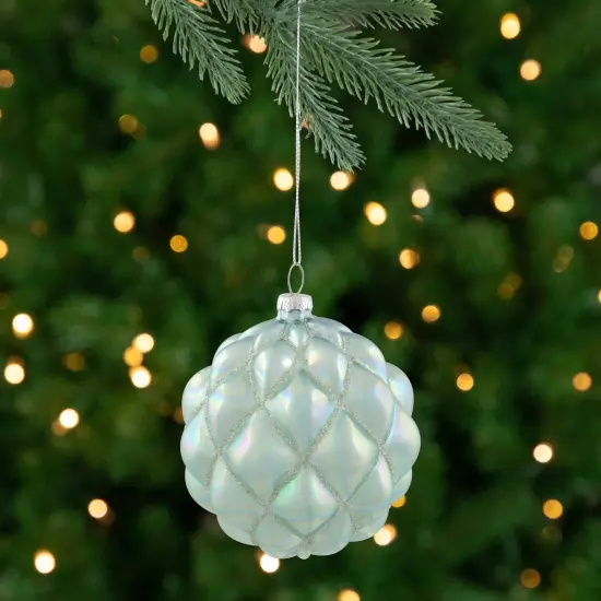 Northlight Iridescent Glass Christmas Ball Ornament - Blue - 4.5" Green {1}
