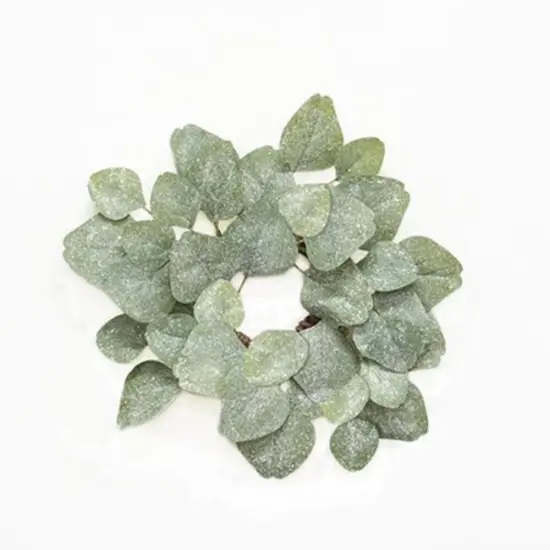 Frosted Dollar Eucalyptus Leaf Candle Ring 3.5" {1}