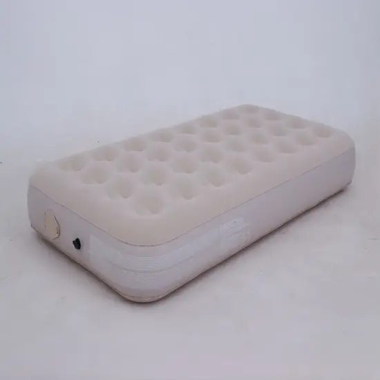 Pool Central Flocked Inflatable Airbed with Rechargeable Bulit-In Electric Pump - Twin Beige {4}