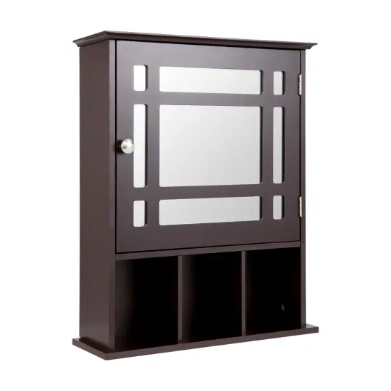 Wall Mounted Bathroom Cabinet with Mirrored Magnetic Door Holder Brown {8}