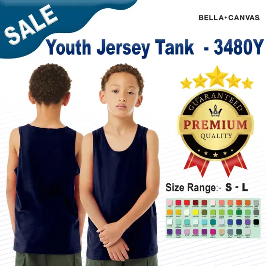 Bella + Canvas&reg; Youth Jersey Sleeveless Tank - 3480Y WHITE {2}