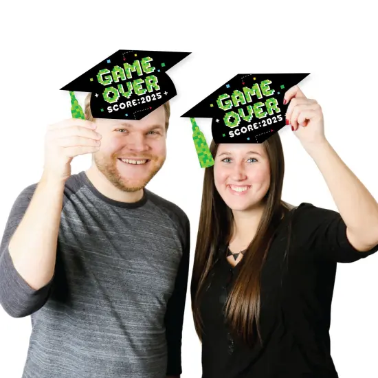 Big Dot of Happiness Game Over - Grad Cap Decorations DIY Video Game Graduation Large Party Essentials - Set of 20 {4}