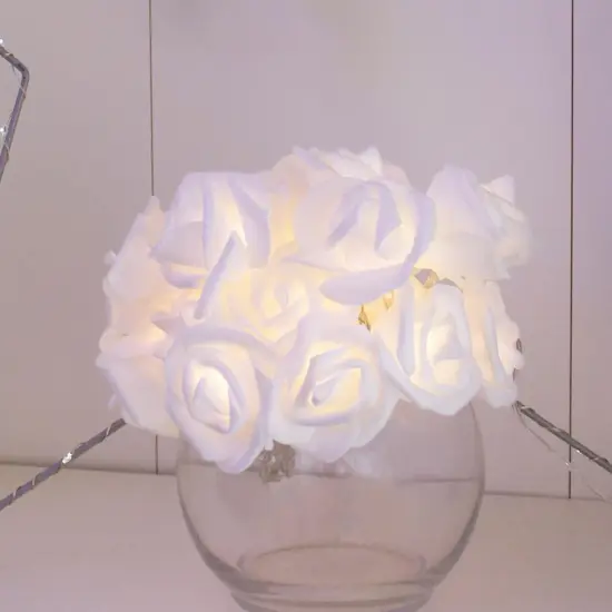 20 LED 5MM Lights with PE rose flowers Warm White {3}