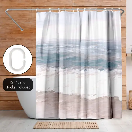Americanflat 71x74 Shower Curtain - Coastal Seaside Design - Warm Waves by PI Creative Art {5}