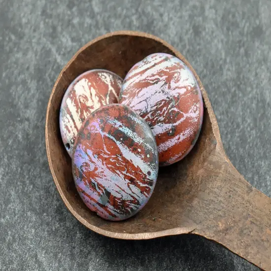 *4* 20mm Satin Matte Red AB Laser Tattoo Lentil Beads {3}