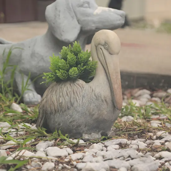 Whimsical Pelican Planter, Gray Finish, Coastal Decor for Home & Garden {6}