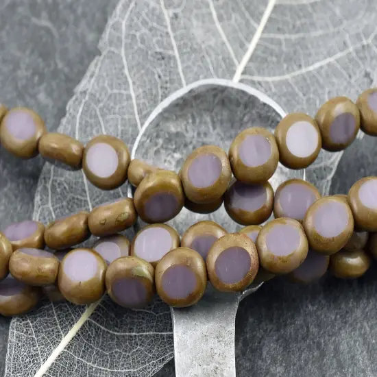 *18* 11x10mm Opaque Purple Travertine Table Cut Oval Beads {4}