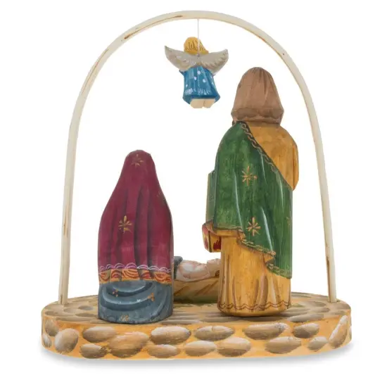 Wooden Hand Carved Nativity Scene Figurines 6.4 Inches {4}