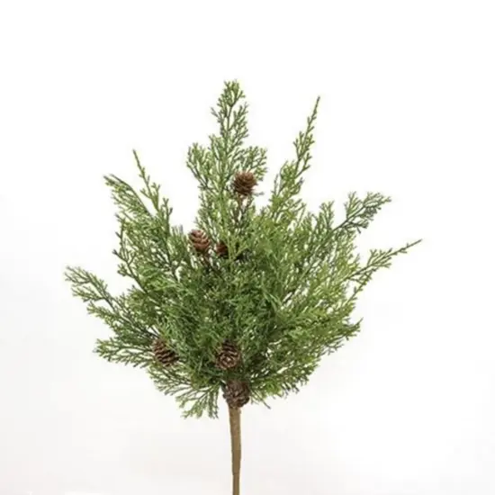 19" Western Dark Cedar and Pine-cone Bush with Flexible Wrapped Stem {1}