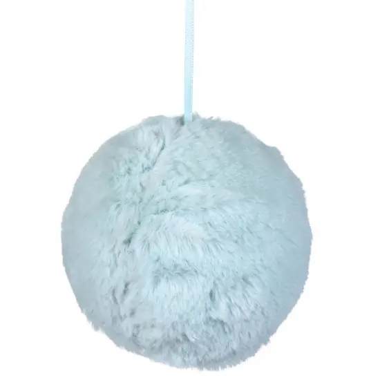 Northlight Faux Fur Plush Ball Christmas Ornament - 4" - Light Green {5}