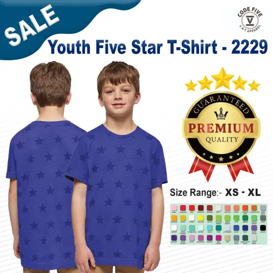 Code Five&reg; Youth Five Star T-Shirt NATURAL HTH STAR {2}
