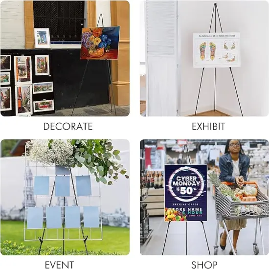 ARTIFY 63" Instant Display Sign Easel Stand, Tripod for Wedding Sign, Posters, Paintings,Canvas and Poster Board, Portable Display Stand for Home School Supplies、Shop and Various Ceremonies, 2 Pack {6}
