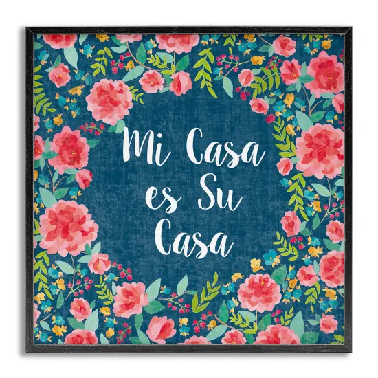 Stupell Industries Su Casa Flores Rosas Framed Giclee Art Gray Framed {1}