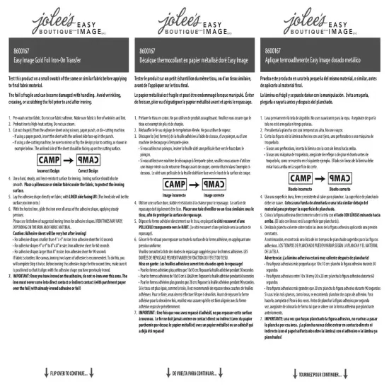 IRON-ON JOB EASY IMAGE FOIL TRANSFER 8.5x11" 5 Sheets GOLD 8600167 by We R Memory Keepers {5}