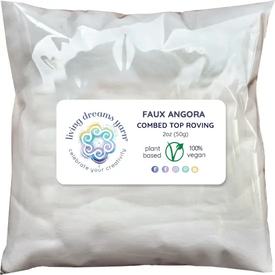 2oz Faux Angora Fiber: Natural Undyed Combed Top Roving. Plant Based, Eco Friendly, and Vegan {1}