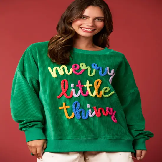 Cozy Embroidered Christmas Sweatshirts Green {1}