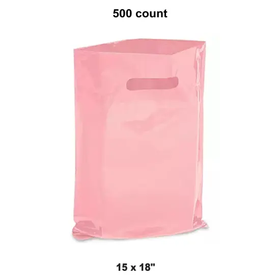 15 x 18" Die Cut Handle Gift Bags, Stylish & Durable Pink {1}