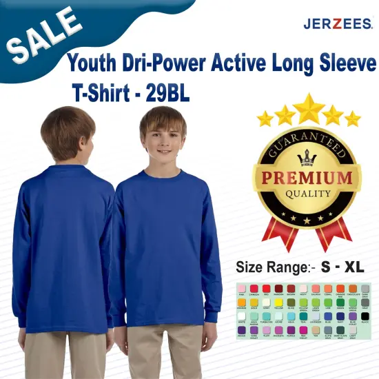Jerzees&reg; Youth Dri-Power Active Long-Sleeve T-Shirt ROYAL {2}
