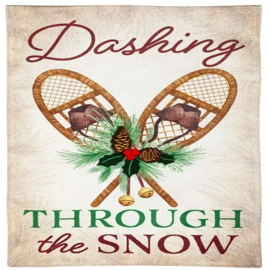 Dashing Through The Snow Christmas Garden Flag 2 Sided Burlap {1}