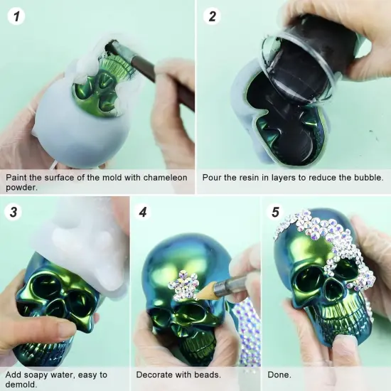 LET'S RESIN Silicone Skull Moulds, 3D Large Skull Shape Moulds for Epoxy Resin, Skeleton Skull Decor Epoxy Resin Mold for Candle Making, Home Decor, Outdoor, Resin Casting Art Crafts {3}