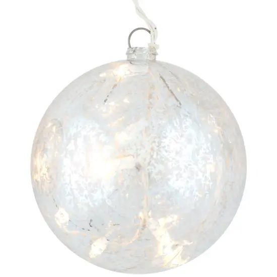 PENN Lighted Mercury Glass Finish Christmas Ball Ornaments - Silver - Clear Lights - Set of 3 {5}