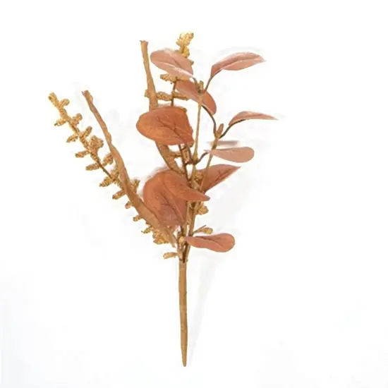 9" Long Wood-bury Grass and Eucalyptus Pick with Flexible Stem {1}