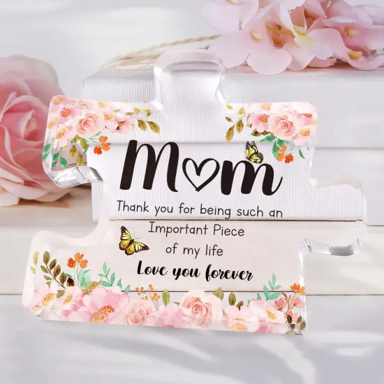 Mothers Day Gifts for Mom - Delicate Mom Birthday Gifts from Daughter Son - Engraved Acrylic Block Puzzle Piece 3.9 x 3.3 inch - Mothers Day Christmas Birthday Gifts for Mom, Ideas {6}