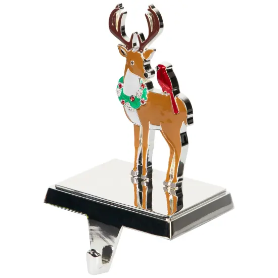 Northlight Reindeer Wearing Wreath with Cardinal Christmas Stocking Holder - 4.75" Brown {6}