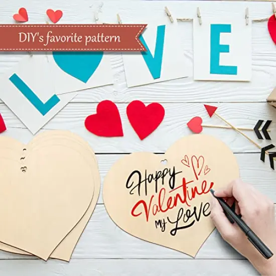 Wooden Heart Ornaments to Paint 7 Inch, Large Size Wooden DIY Blank Unfinished Heart Wood Discs Ornament for Crafts Hanging Decorations {3}