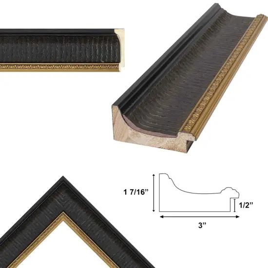 Wide Venetian Black With Gold Luxury Picture Frame 28x40 frame {1}