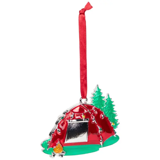 Northlight Camping Tent with Campfire Christmas Ornament - 3.25" Red {5}