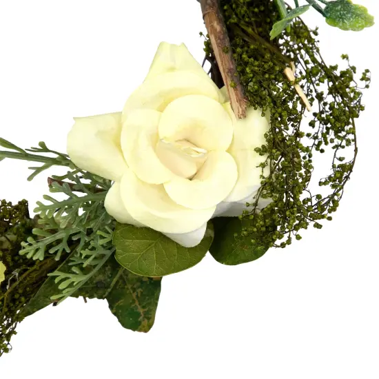 Northlight Mini Rose and Foliage Artificial Spring Wreath - 7" - Yellow {4}