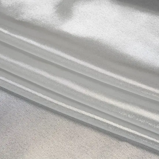 1 Yard Silver on White Liquid Sheen Chiffon Sheer 60" Width Fabric for Blouses, Dresses & Overlays {4}