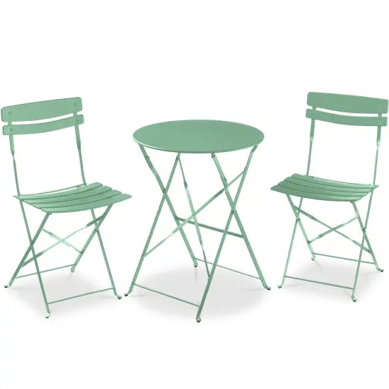 Best Choice Products 3-Piece Small Bistro Set, Folding Patio Furniture Set of 2 Chairs and Table Sage {1}