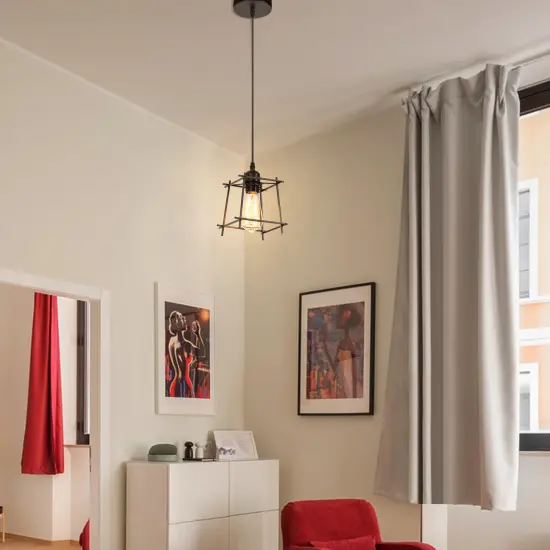 Black Metal Hanging Pendant Light Industrial Adjustable Fixture for Kitchen Island, Hallway, Bar, or Dining Room {4}