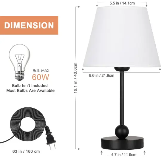 Modern Metal Table Lamp with Linen Shade UL Certified Bedside Light for Bedroom, Office, or Nursery Safe Non-Slip Base, Cozy Ambiance {2}