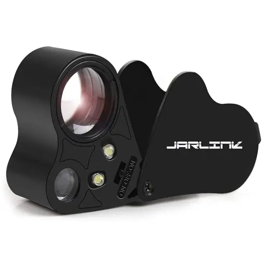 JARLINK 30X 60X Illuminated Jewelers Loupe Magnifier, Foldable Jewelry Magnifier with Bright LED Light for Gems, Jewelry, Coins, Stamps, etc {1}