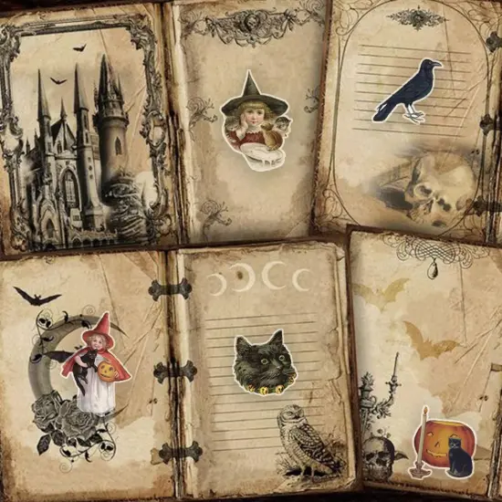 100 Pcs Vintage Witch Stickers for Kids {4}