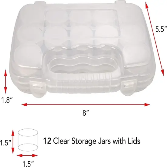 The Beadsmith Personality Case - Clear Storage Organizer Box, 8 x 8.5 x 1.75 inches - Includes 12 Small Containers with lids &ndash; 1.5 x 1.5 inches, Molded Case with Built-In Handle {4}