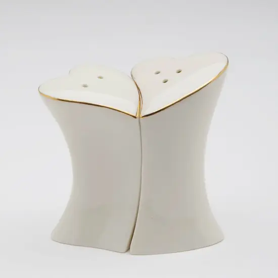 Jade Porcelain Heart with Gold Accents Salt & Pepper Shakers, Wedding D&eacute;cor or Gift, Wedding Favor, Anniversary D&eacute;cor, Anniversary Gift {3}