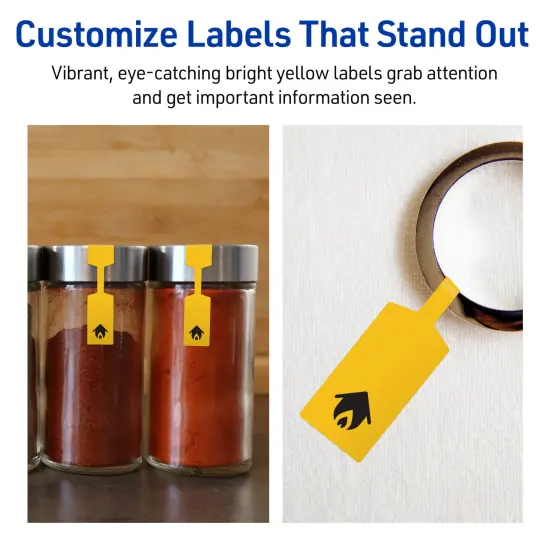 Avery Bright Yellow Paper Labels, 0.5" x 2.5" Barbell {3}
