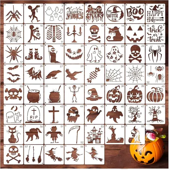 60pcs Small Halloween Stencils for Crafts(60 halloween) {1}