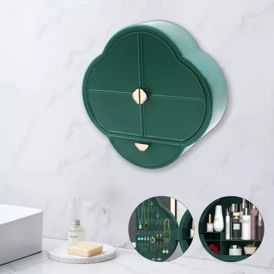 Wall Mounted Jewelry Cabinet Organizer Makeup Cosmetic Rack Storage Box Drawer Pink {4}