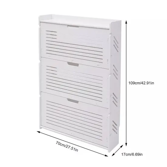 3 Tier PVC Shoe Cabinet for Entryway Modern Shoe Storage Rack with Flip Drawers {3}