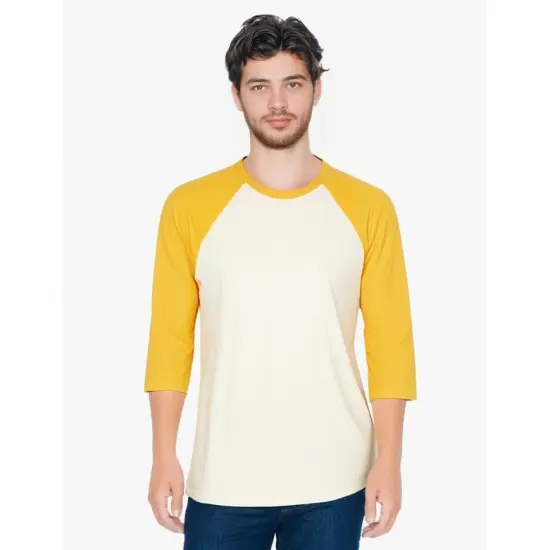 Tultex&reg; Fine Jersey Raglan Crewneck Three-Quarter Sleeve T-Shirt Vin Whi/Mel Yellow {1}
