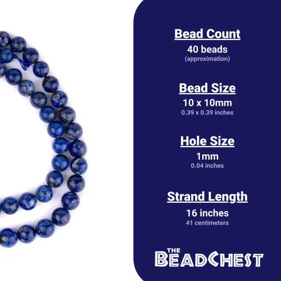 The Bead Chest Natural Round Lapis Lazuli Beads (10mm) from Afghanistan {4}