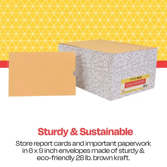 School Smart Report Card Envelope, 28 lb, 6 x 9 Inches, Kraft, Pack of 500 {3}