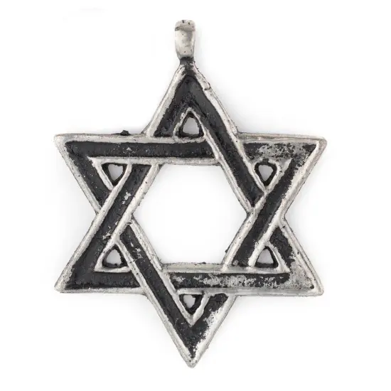 The Bead Chest Silver Star of David Pendant (48x62mm), Ethnic & Rustic Judaica Jewelry Supply {1}