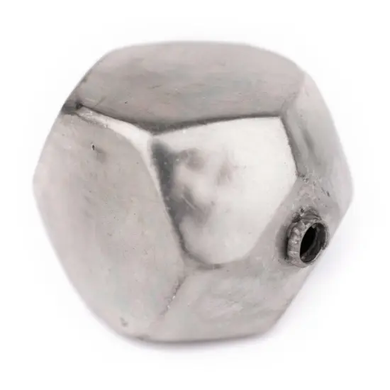 The Bead Chest Hollow Cornerless Cube Bead: Large Silver 40mm Centerpiece Pendant Bead {1}